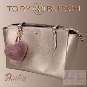 Tory Burch | Rabbit Fur Charm & Tote in Light Rose Gold Metallic